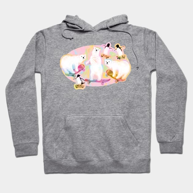 Ice Skate-boarding Arctic Animals Hoodie by PerrinLeFeuvre